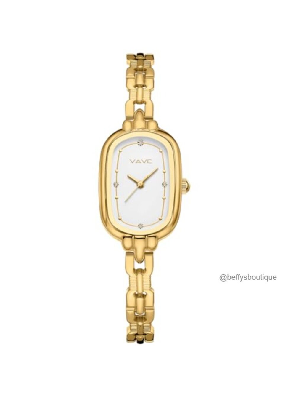 Vintage Oval Quartz Watch with Diamonds, Gold Bracelet, Waterproof, Adjustable